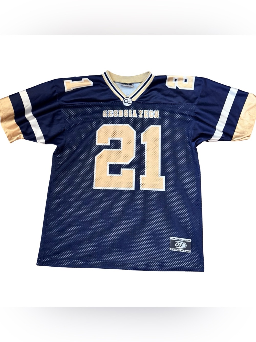 Vintage Georgia Tech #21 Mesh Football Jersey Navy Gold Youth XL V-Neck